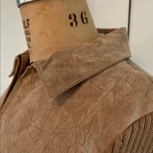 Coldwater Creek Suede and Sweater Jacket with Ribbed Sleeves - Picture 3 of 9